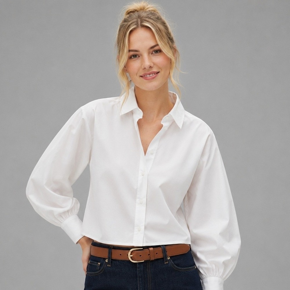 J.Crew Button Up Shirt Womens Size 10 White Cotton Poplin Dolman Sleeve NWT